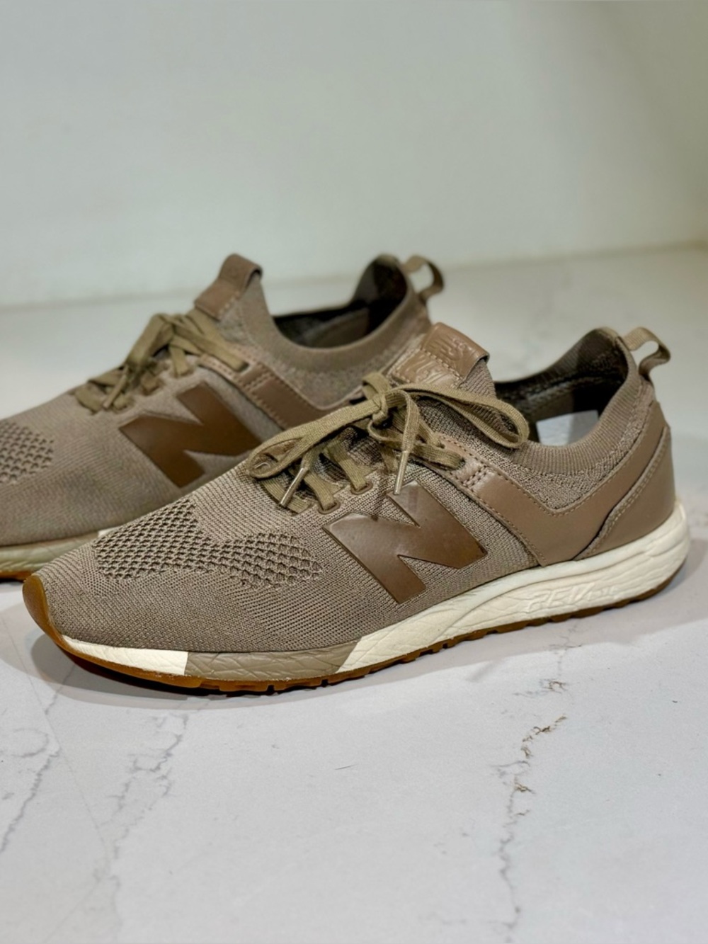 New Balance 247 - Knit Taupe Brown Sneakers - Mens Size 12 Lifestyle Shoes